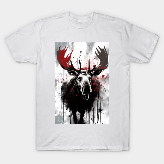 Ink Painting of a Moose T-Shirt by TortillaChief